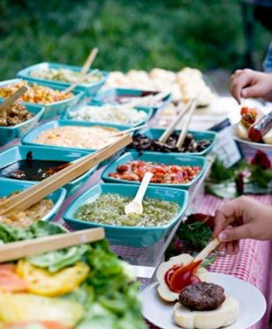 Catering buffet line at a corporate event